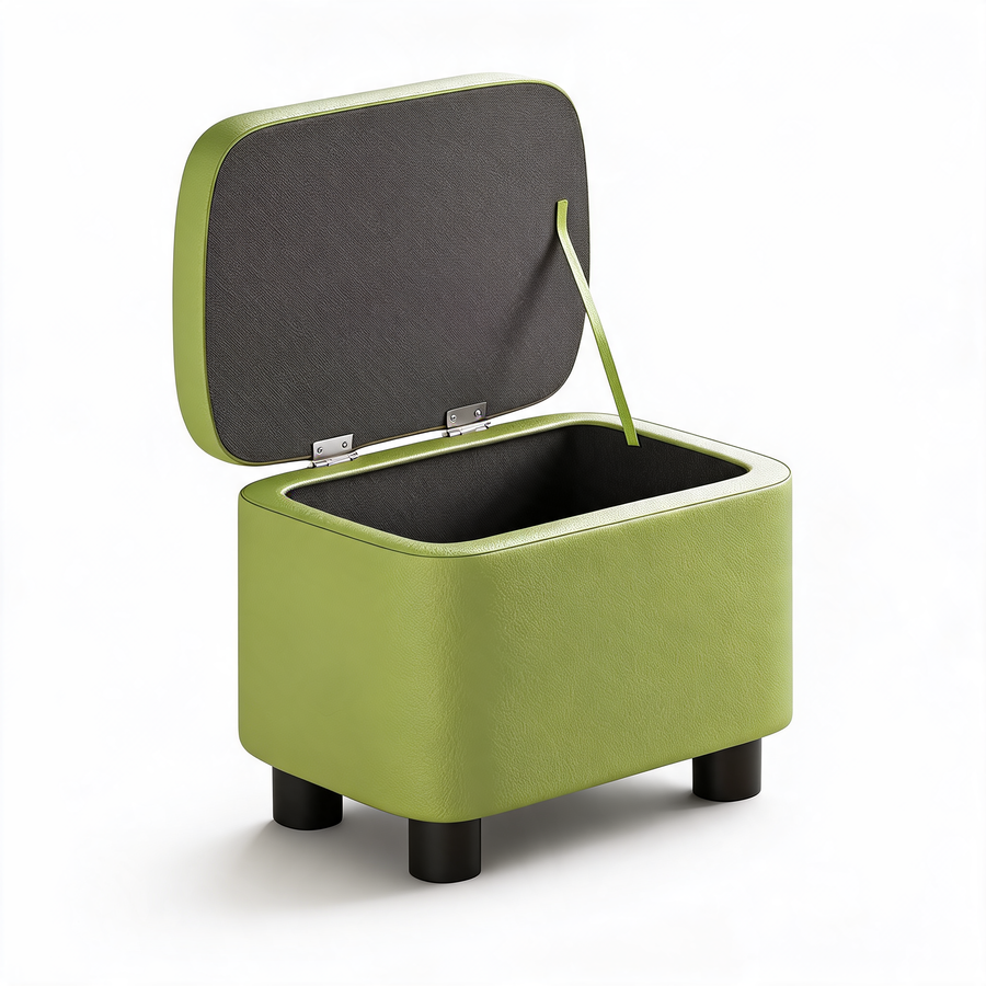 Pouf Coffre Cuir Vert – Le Vault