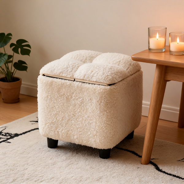 Pouf Coffre Moelleux Beige Carré – Le Nook – Lifestyle
