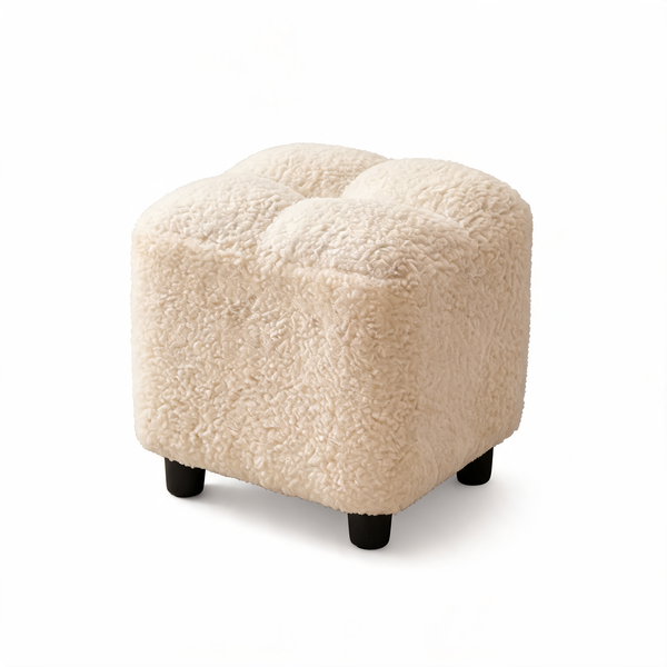 Pouf Coffre Moelleux Beige Carré – Le Nook – Studio fond blanc