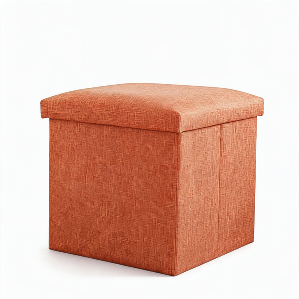 Pouf Coffre Orange Avec Couvercle – Le Fold – Studio fond blanc