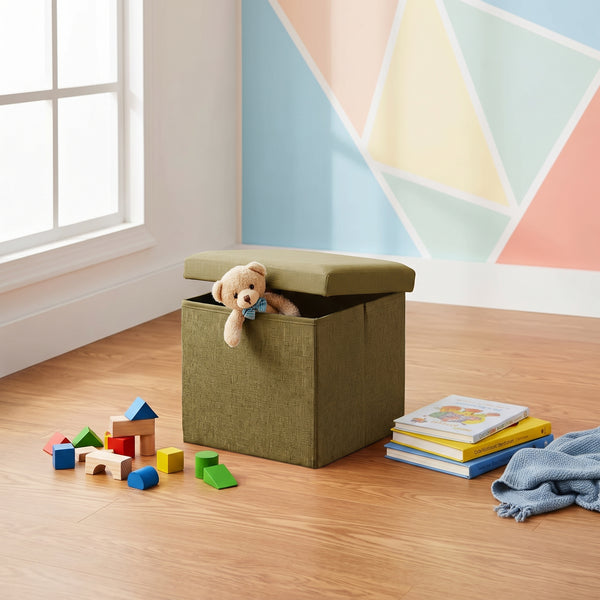 Pouf Coffre Vert Avec Couvercle – Le Fold – Rangement