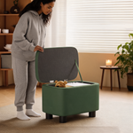 Pouf Coffre Vert Foncé Cuir – Le Vault