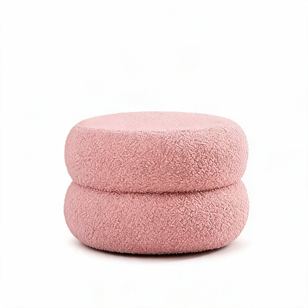 Pouf Coiffeuse Bouclette Rose – La Luna – Studio fond blanc