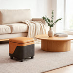 Pouf Cube Rangement Orange et Marron – Le Stash