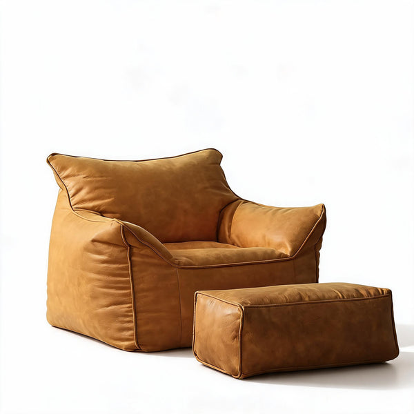 Pouf Cuir Jaune Fauteuil – Le Dawn – Studio fond blanc