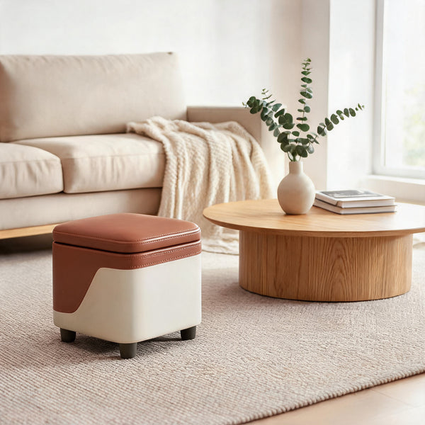 Pouf d'Entrée avec Rangement Terracotta – Le Stash – Lifestyle