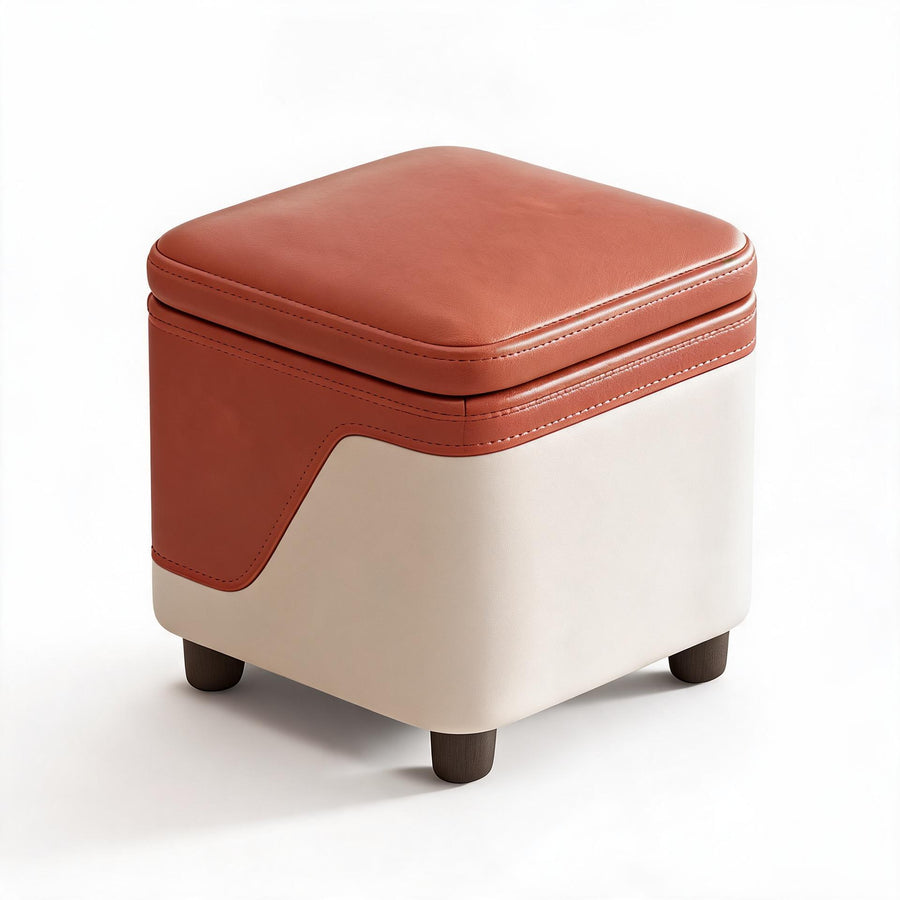 Pouf d'Entrée avec Rangement Terracotta – Le Stash