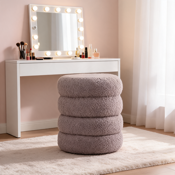 Pouf De Coiffeuse Bouclette Gris – La Luna – Lifestyle