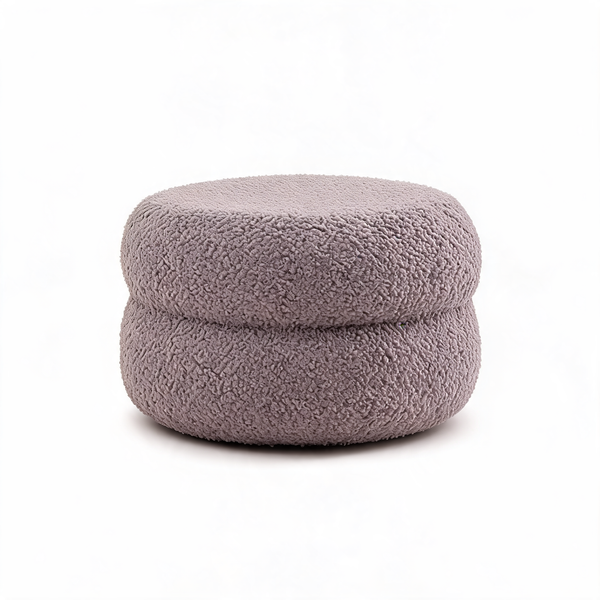 Pouf De Coiffeuse Bouclette Gris – La Luna – Studio fond blanc
