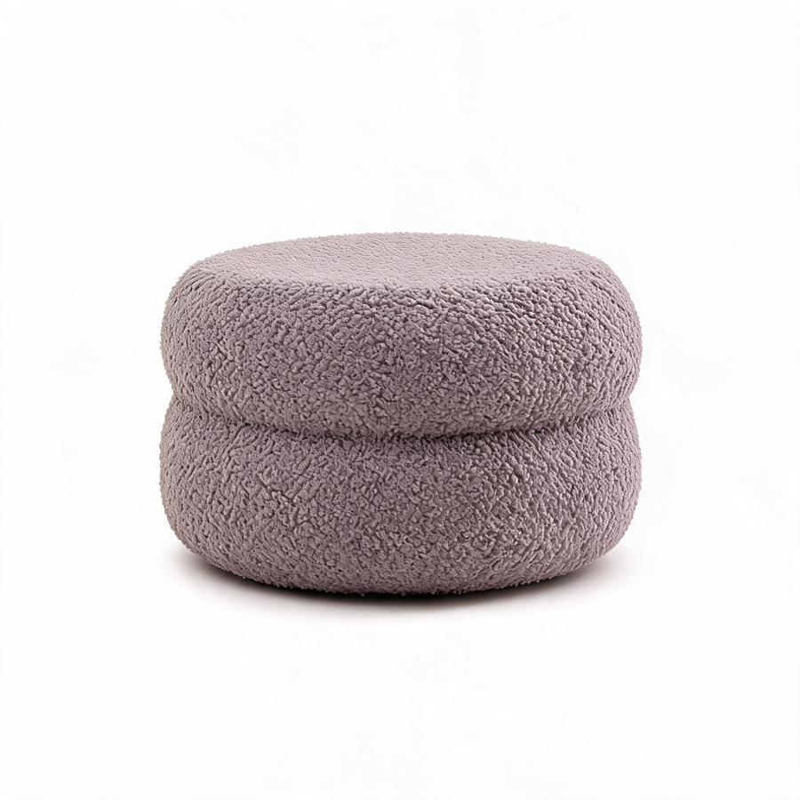 Pouf De Coiffeuse Bouclette Gris – La Luna