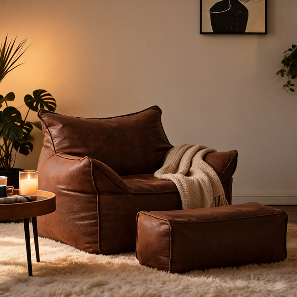 Pouf En Cuir Marron Fauteuil – Le Dawn – Lifestyle