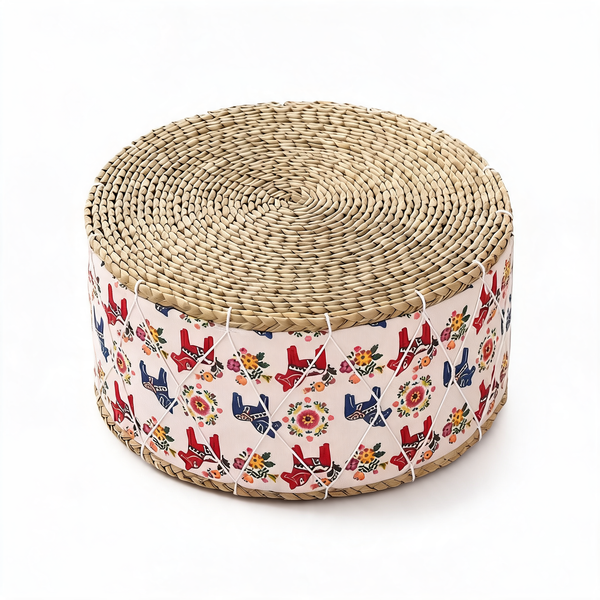 Pouf En Rotin Grand Tabouret Artisanal – Le Zen – Studio fond blanc