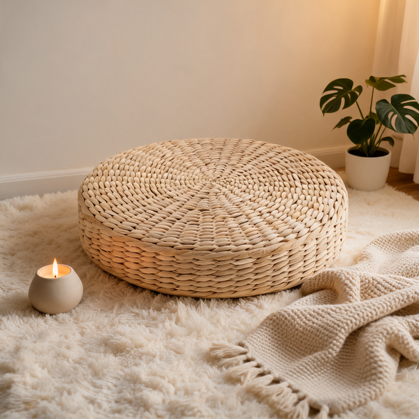 Pouf En Rotin Rond Plat – Le Wabi – Lifestyle