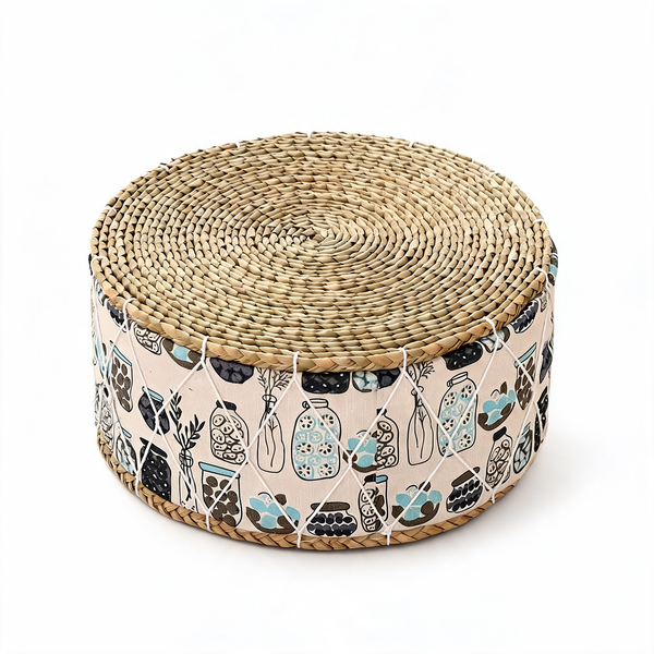 Pouf En Rotin Tabouret Campagne chic – Le Zen – Studio fond blanc