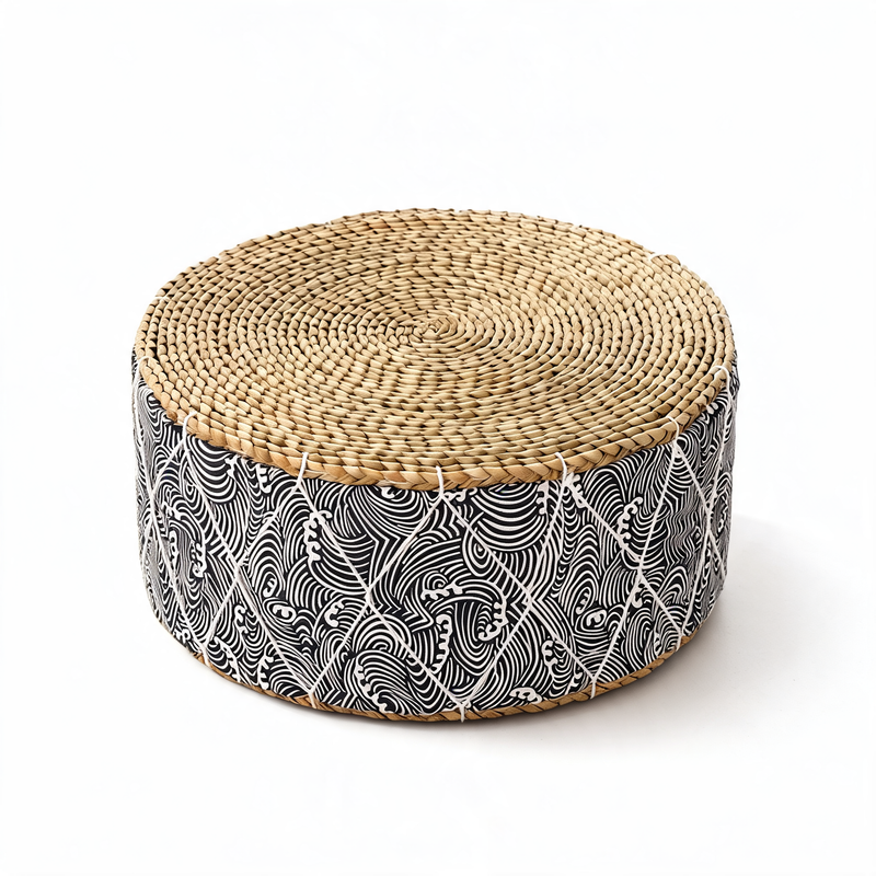 Pouf En Rotin Tabouret Noir – Le Zen