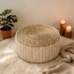 Pouf En Rotin Tressé Tabouret Beige – Le Zen