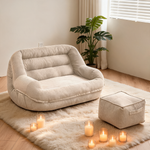 Pouf En Velours Côtelé Canapé Blanc – Le Plush
