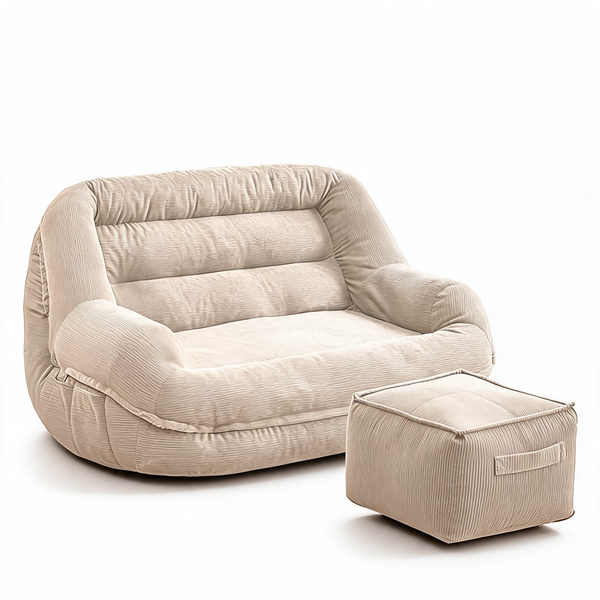 Pouf En Velours Côtelé Canapé Blanc – Le Plush – Studio fond blanc