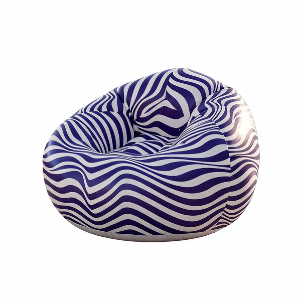 Pouf Extérieur Piscine Gonflable Rayé Violet – L'Éclat – Studio fond blanc