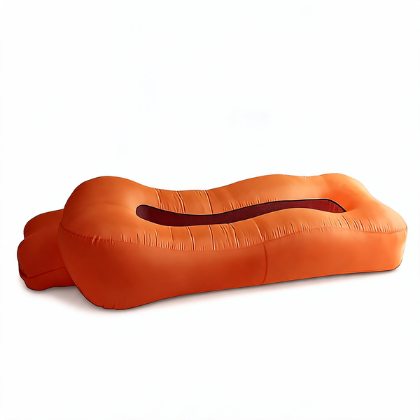 Pouf Géant Piscine Flottant Orange – Le Lagoon – Studio fond blanc
