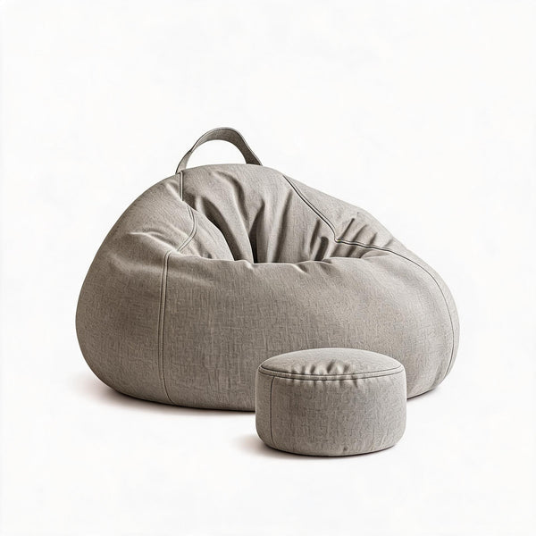 Pouf Géant Salon Poire XXL Gris – Le Solace – Studio fond blanc