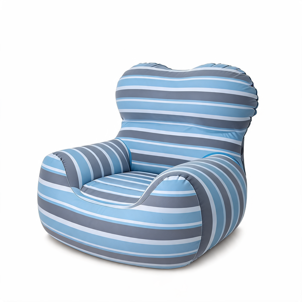 Pouf Gonflable Bleu Géant – L'Horizon – Studio fond blanc