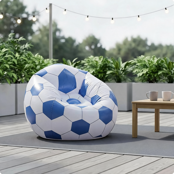 Pouf Gonflable Extérieur Football Bleu – Le Score – Lifestyle