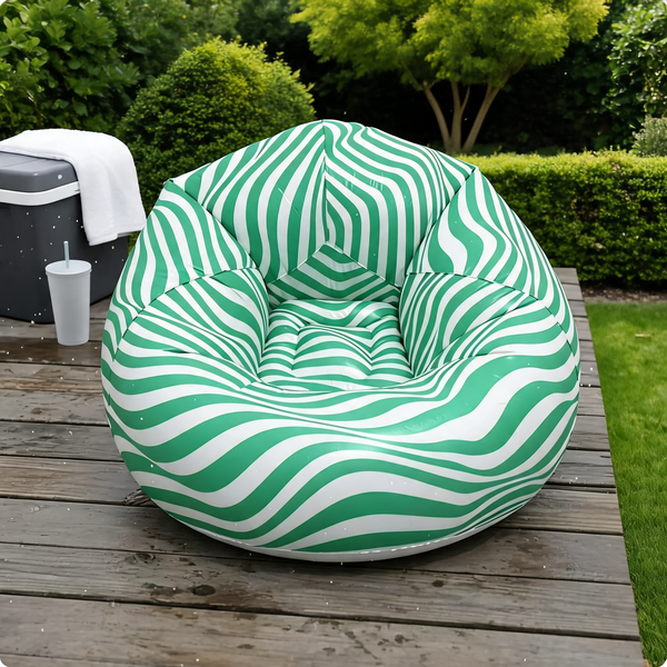 Pouf Gonflable Jardin Rayé Vert – L'Éclat – Lifestyle