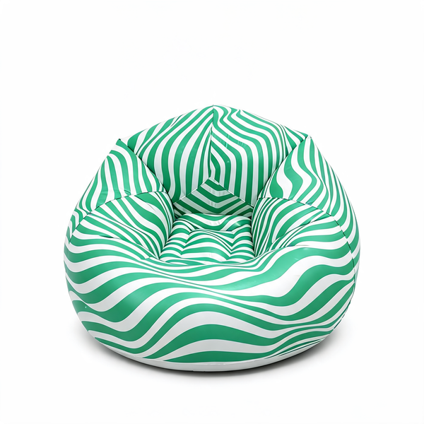 Pouf Gonflable Jardin Rayé Vert – L'Éclat – Studio fond blanc