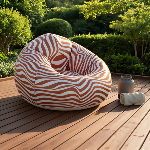 Pouf Gonflable Rayé Orange – L'Éclat – Lifestyle