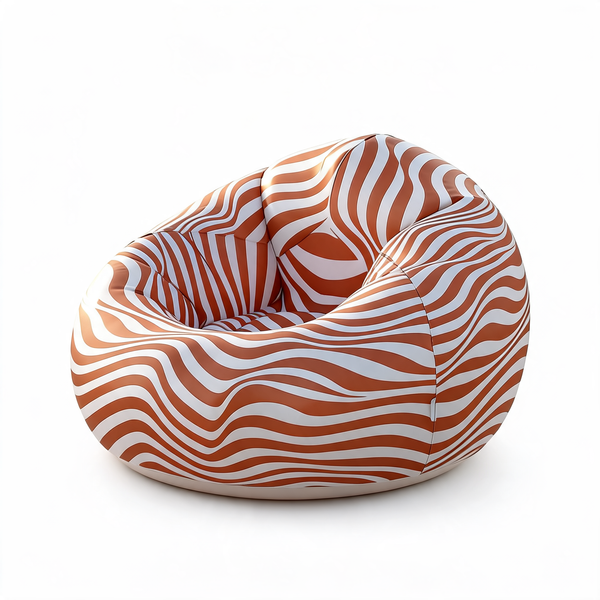 Pouf Gonflable Rayé Orange – L'Éclat – Studio fond blanc