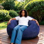 Pouf Gonflable Rond Bleu Uni – Le Gonf