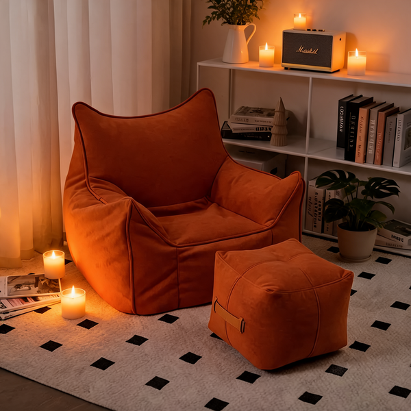 Pouf Orange Vintage Fauteuil – Le Veil – Lifestyle