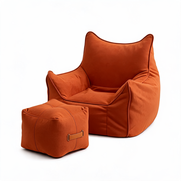 Pouf Orange Vintage Fauteuil – Le Veil – Studio fond blanc