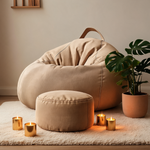 Pouf Poire Beige Grand Format – Le Solace