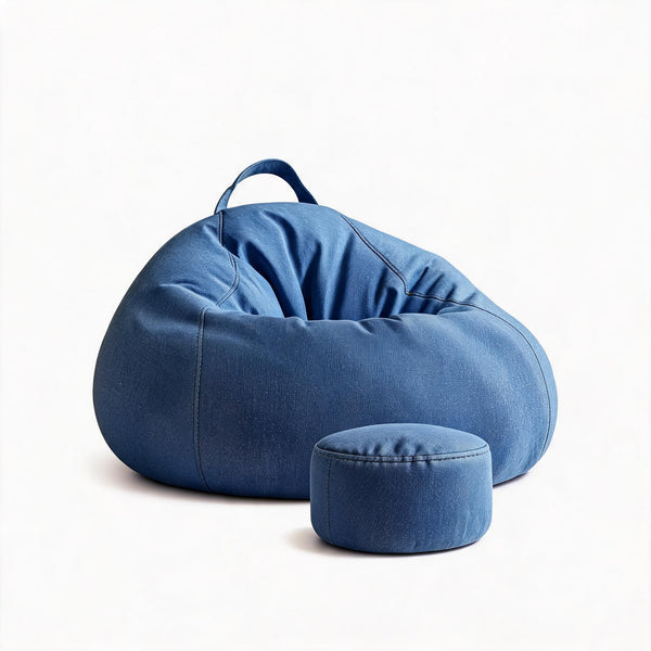 Pouf Poire Bleu XL – Le Solace – Studio fond blanc