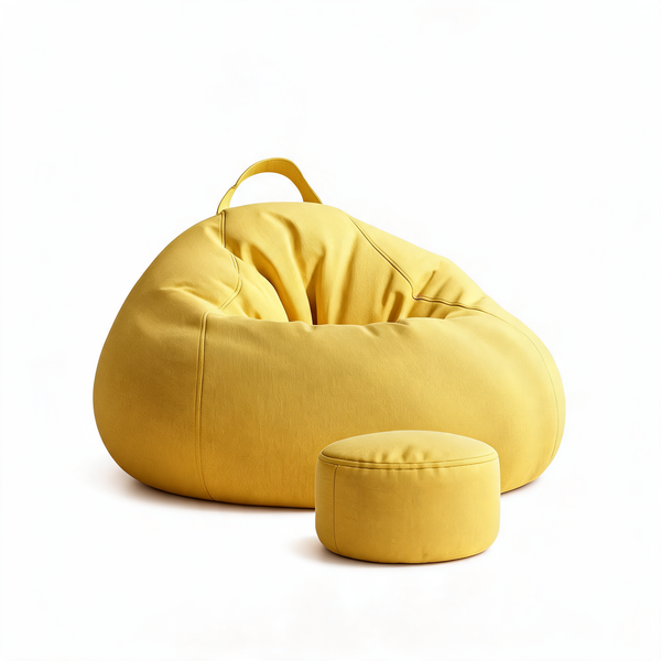Pouf Poire Jaune Moutarde – Le Solace – Studio fond blanc