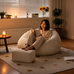 Pouf Poire XXL Géant Blanc – Le Halo