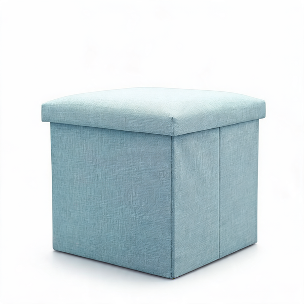 Pouf Rangement Bleu Canard Coffre – Le Fold – Studio fond blanc