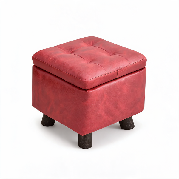 Pouf Rangement Chambre Rouge – Le Bench – Studio fond blanc