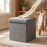 Pouf Rangement Couvercle Gris – Le Fold