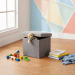 Pouf Rangement Couvercle Gris – Le Fold