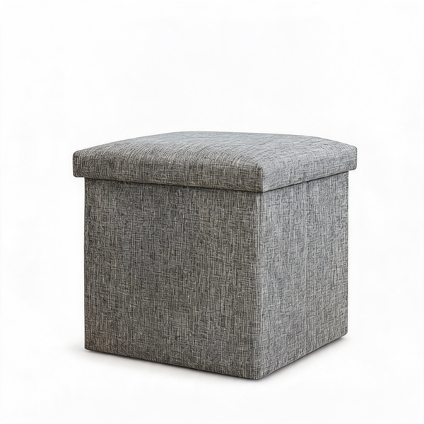 Pouf Rangement Couvercle Gris – Le Fold – Studio fond blanc
