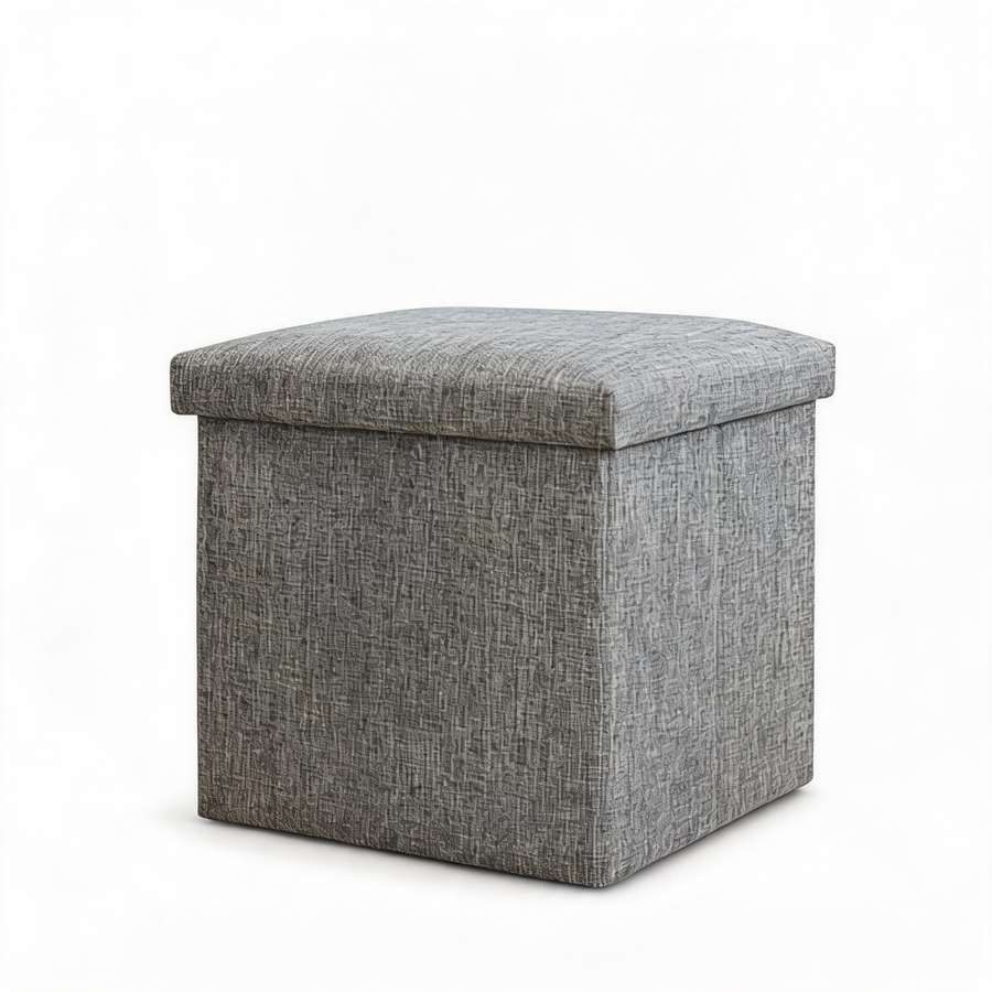 Pouf Rangement Couvercle Gris – Le Fold