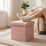 Pouf Rangement Rose Coffre Couvercle – Le Fold
