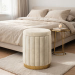 Pouf Rond Rangement Blanc – Le Vanity