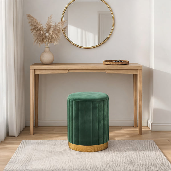 Pouf Rond Vert – Le Vanity – Lifestyle sans rangement