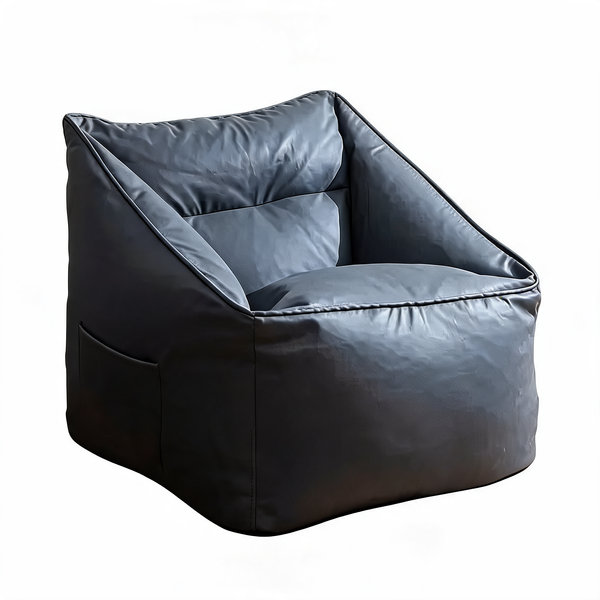 Pouf Salon Cuir Gris Foncé Fauteuil – Le Lodge – Studio fond blanc