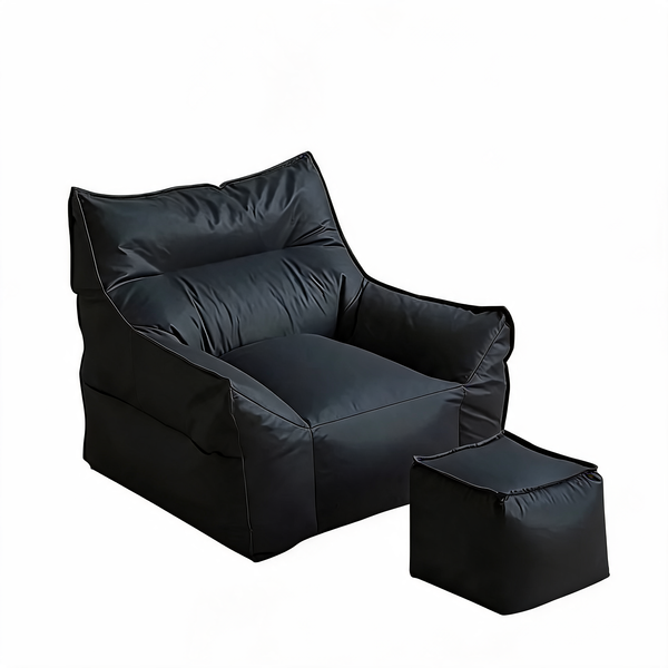 Pouf Salon Noir Fauteuil Cuir – Le Calm – Studio fond blanc