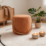 Pouf Tissu Bouclette Tabouret Orange – Le Tabou